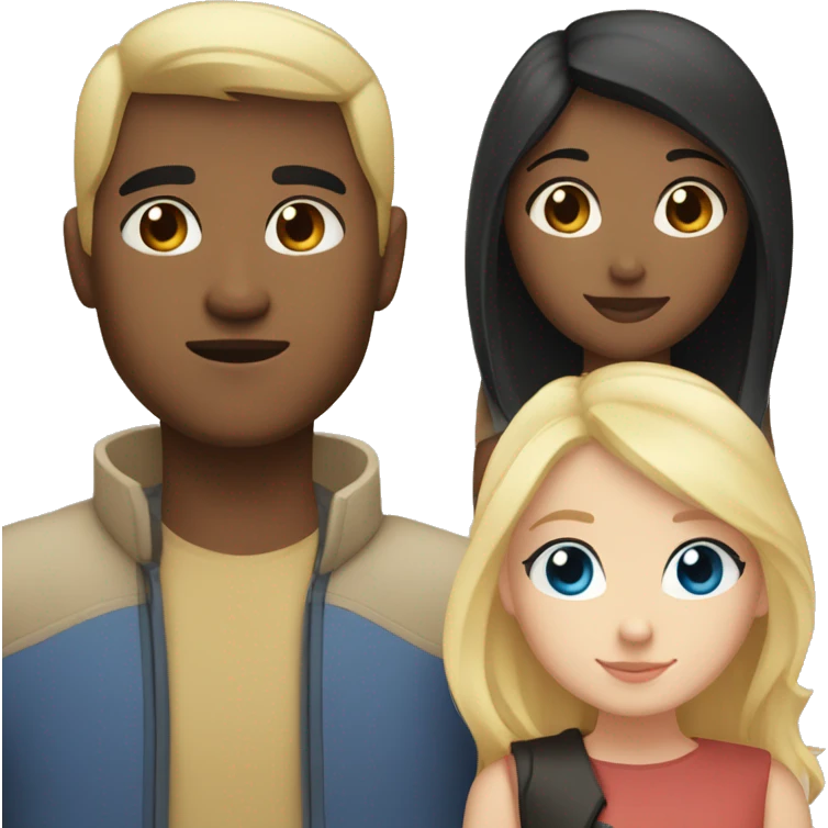 Girl with blue eyes and blonde hair and Filipino man with black hair and light brown skin in love emoji