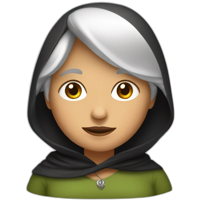 Mujer vieja con capucha y vestido negro emoji
