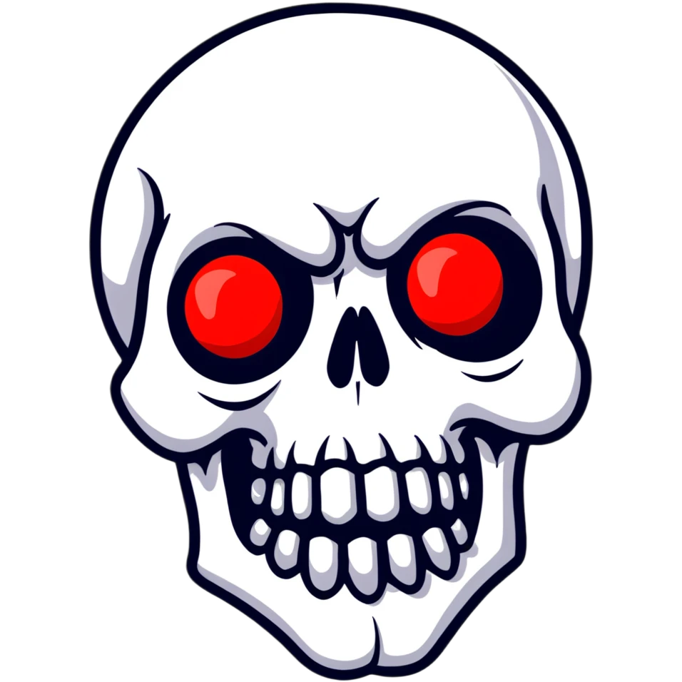 scary skull with red eyes and black background emoji