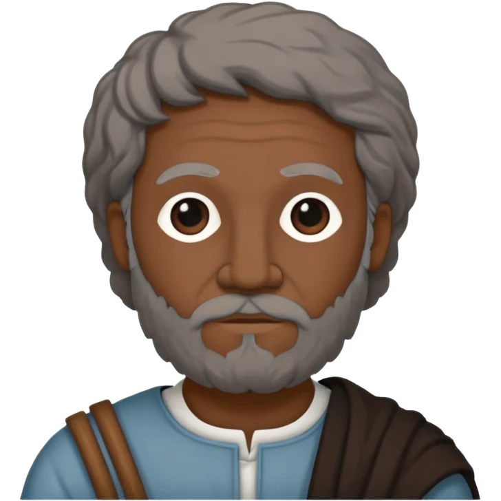 Aristotle as a black outline icon, no fill, hand-drawn look, recognizable philosopher features emoji