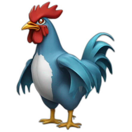 rooster wearing shark suit emoji