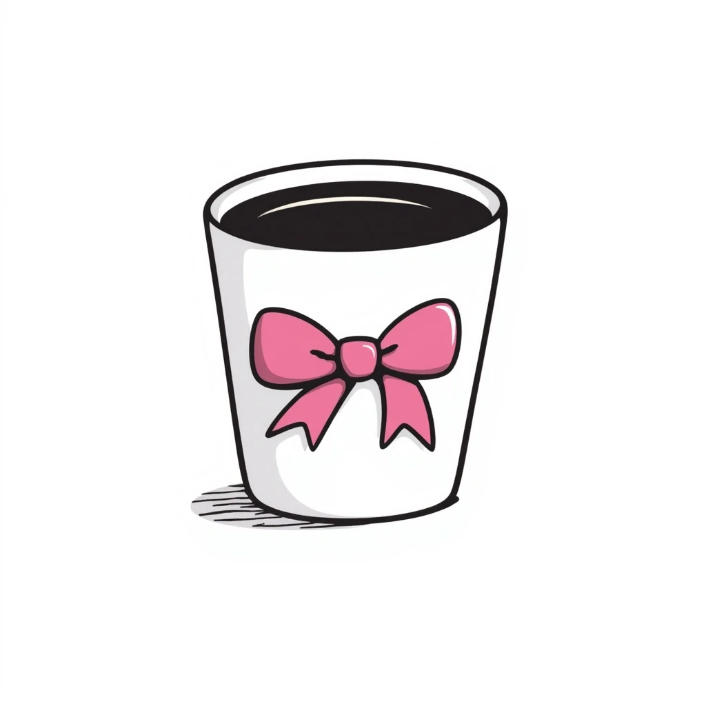 coffee cup with a pink ribbon emoji