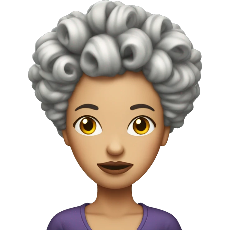 Cranky woman with curlers in her hair emoji