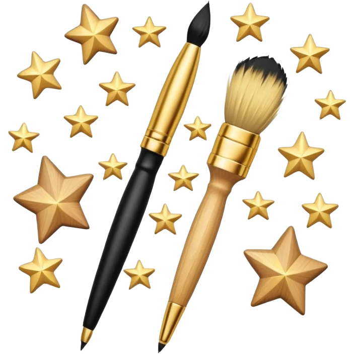 combine painting brush pen with shiny stars emoji