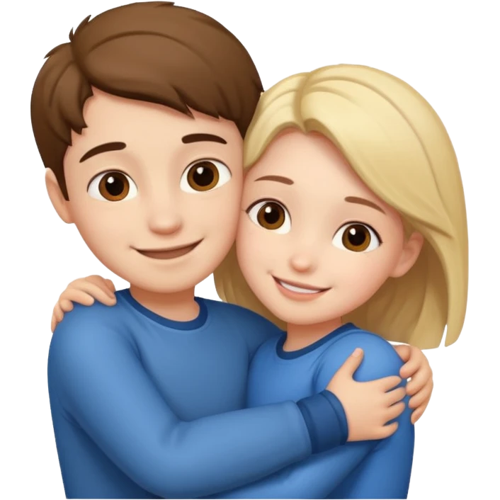 Boy and girl hugging each other in love emoji