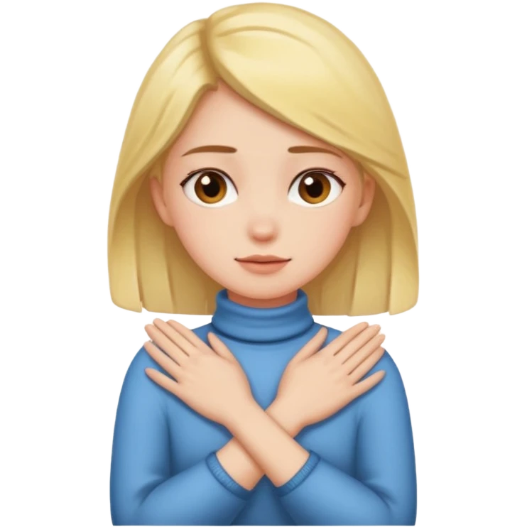 girl crossing hands over her neck emoji