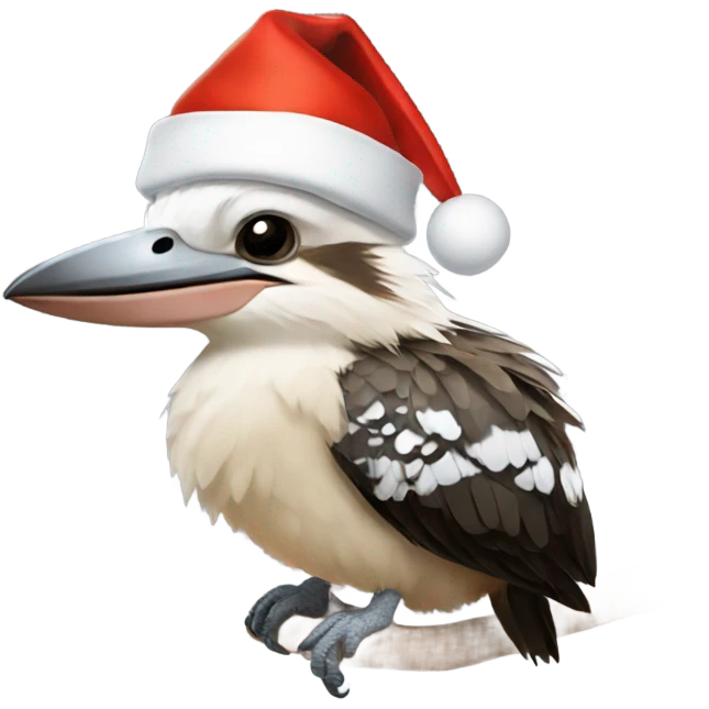 A cute kookaburra wearing a Christmas hat  emoji
