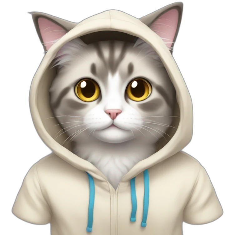An a anime ragdoll cat in a hoodie emoji