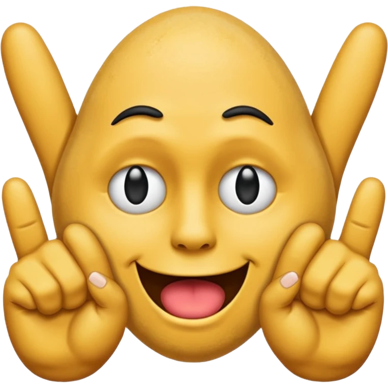 Do the drool face emoji with two ear emojis in front of it facing each other inward then have the rock star fingers emoji flipped upside down facing back in the middle of the emoji  emoji