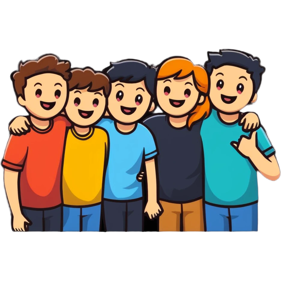 group of friends laughing together emoji