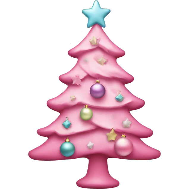 A pink Christmas tree with pastel ornaments  emoji