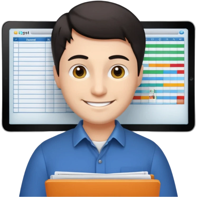 smile male dark short hair auditor with spreadsheet emoji emoji