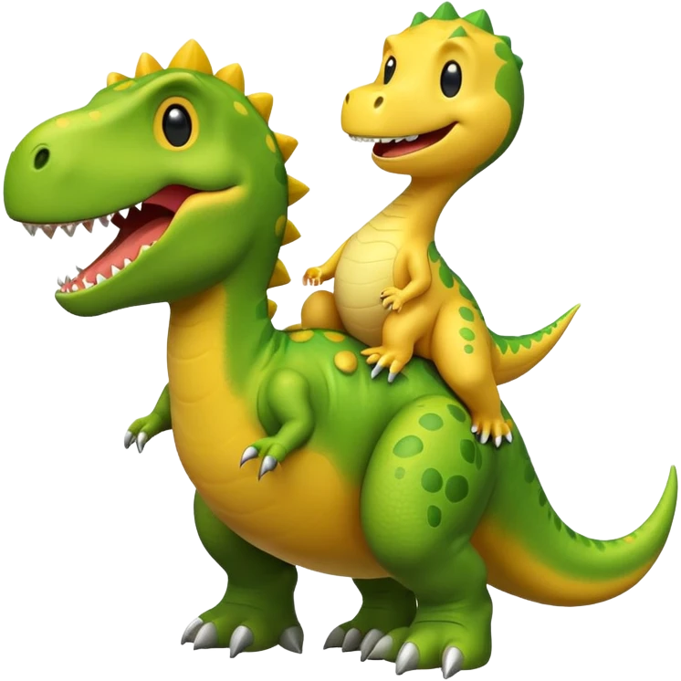 Smiley face riding a dinosaur emoji