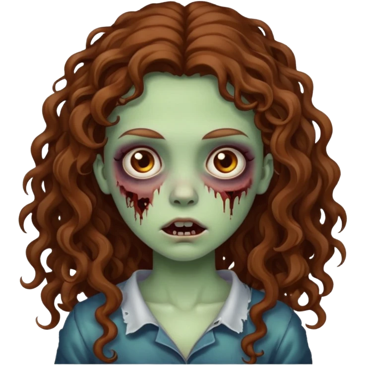 girl zombie with long brown curly hair emoji