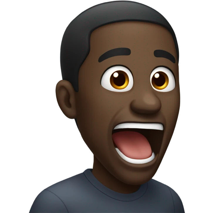 Dark skin man yelling emoji
