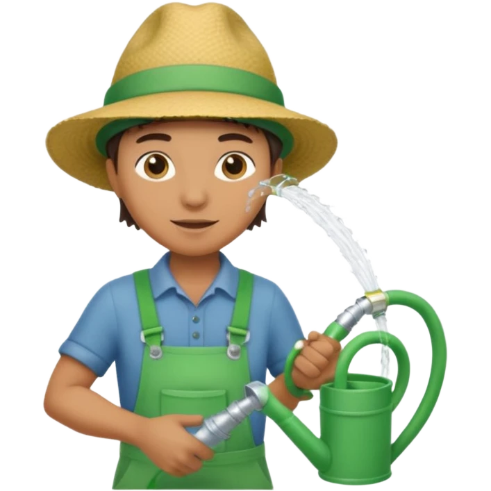 gardener watering with a hose emoji