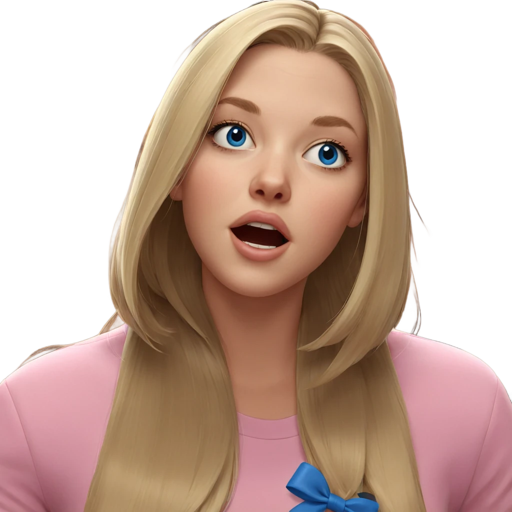 blonde girl with blue bow emoji