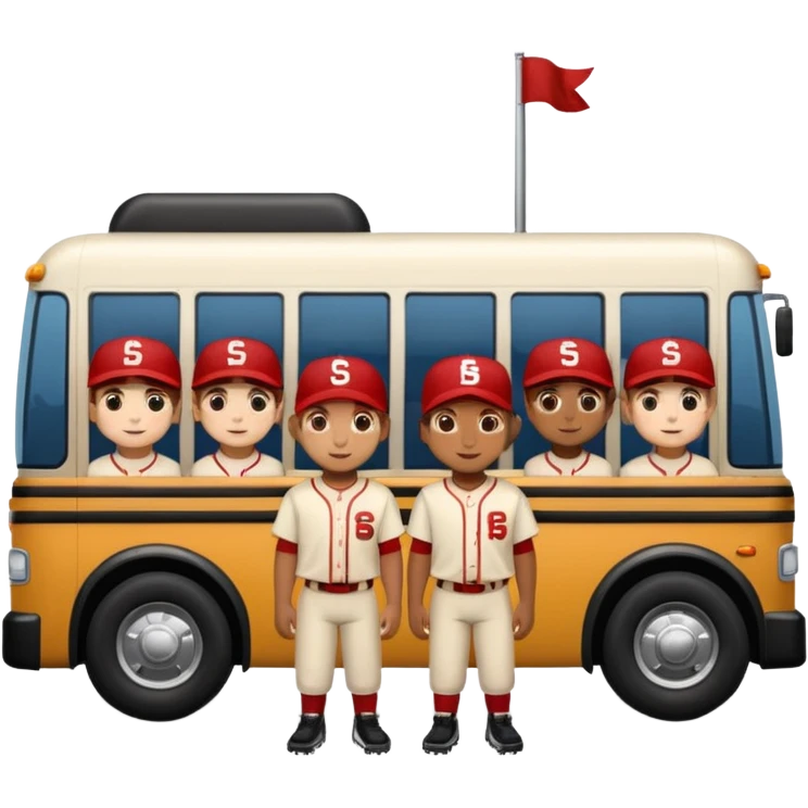 autobus de equipo llevando a egnte de basebal  y un chofer emoji