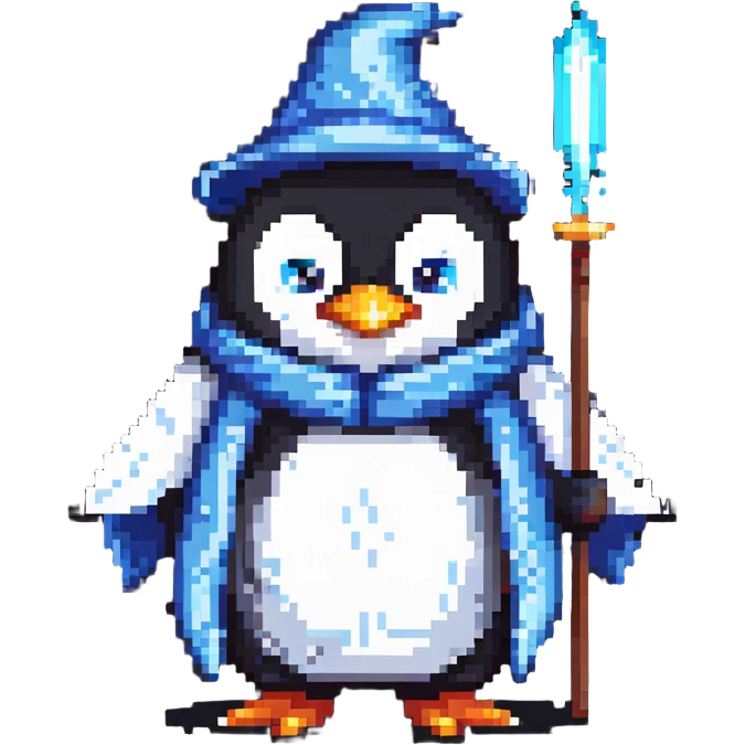angry wizard penguin wearing pajamas walking emoji