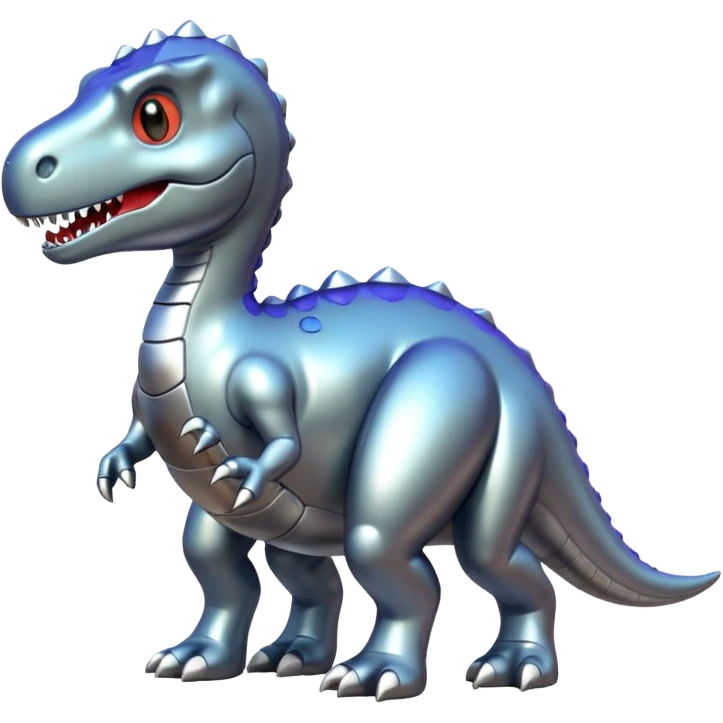 Chrome metallic dinosaur  emoji