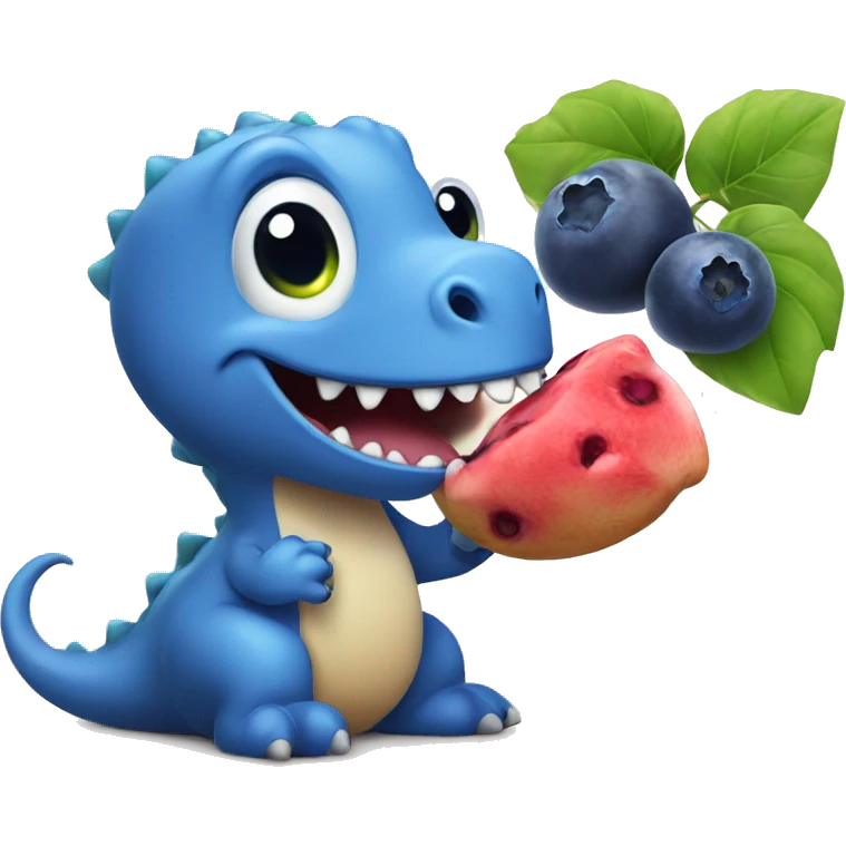 Cute Dinosaur eating a blueberry  emoji