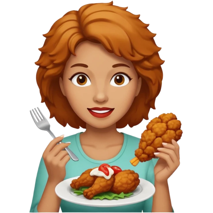 woman eating chicken emoji