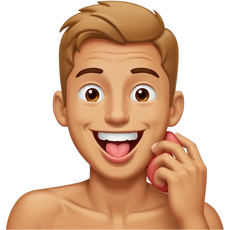 Guy holding neck laughing with tounge out emoji