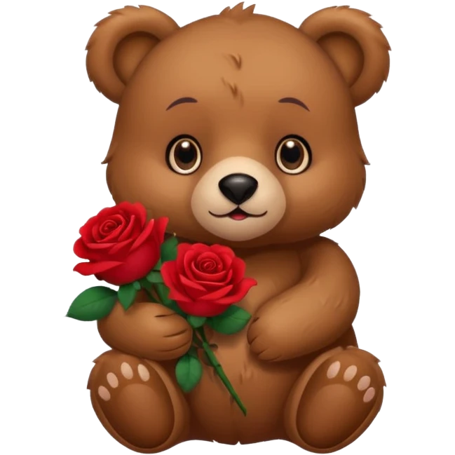 Cute bear with 🥹  eyes holding roses with this emoji expression  emoji