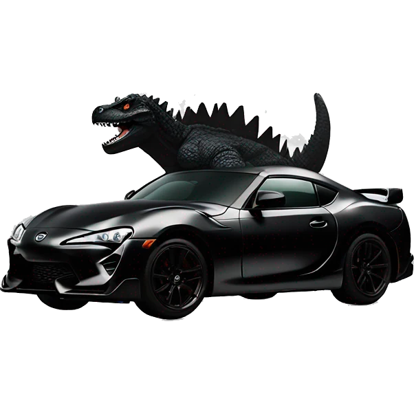 godzilla riding black toyota supra emoji