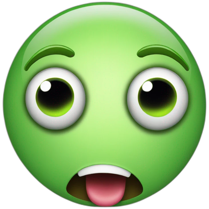 a green smiley very very shoked with big round eyes and mouth wide open emoji