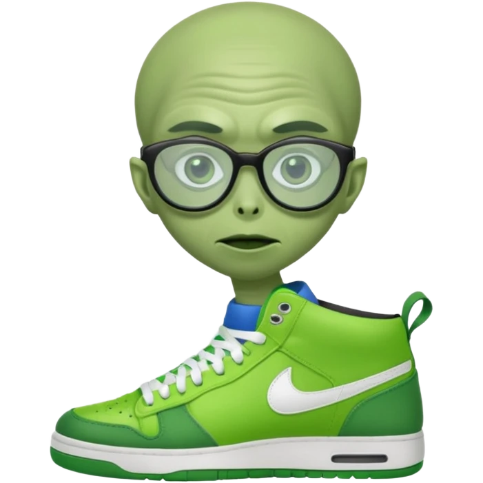 Alíen con lentes y tenis de bota  emoji