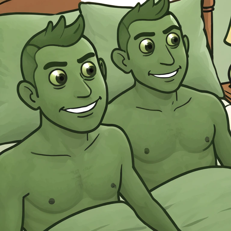 two guys naked in bed emoji