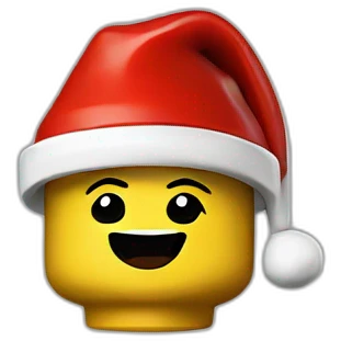 Lego with a christmas hat emoji