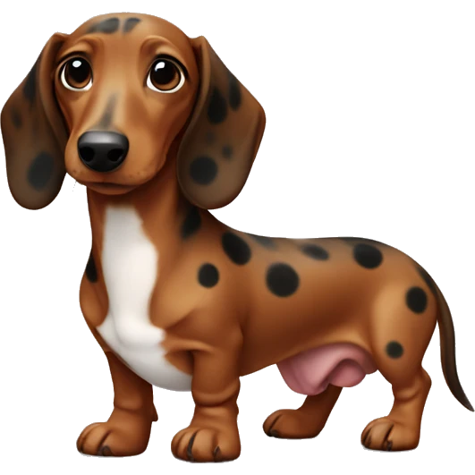 brown dachshund with white chest and black spots emoji
