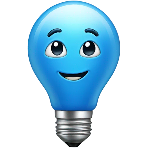 A blue bulb laughing emoji