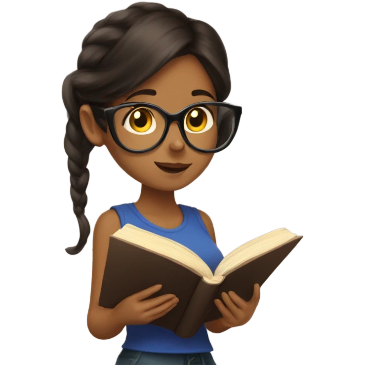 brunett girl reading a fantasy book emoji