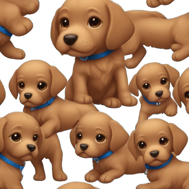 Chibi dark red retriever puppy with blue collar emoji