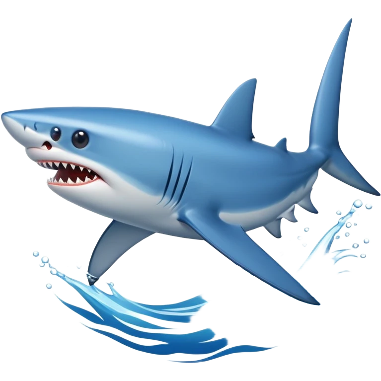 blue shark with sharp teeth swimming emoji