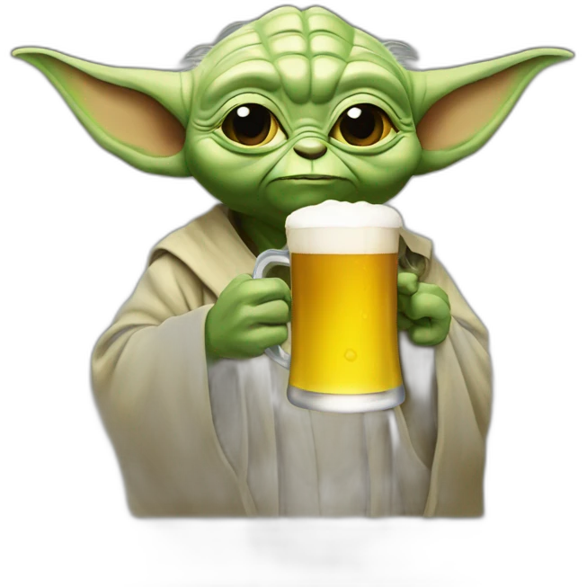 Master yoda drinking a beer emoji