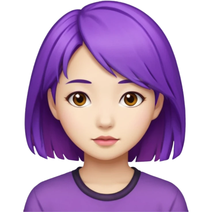 purple haired girl, asian emoji
