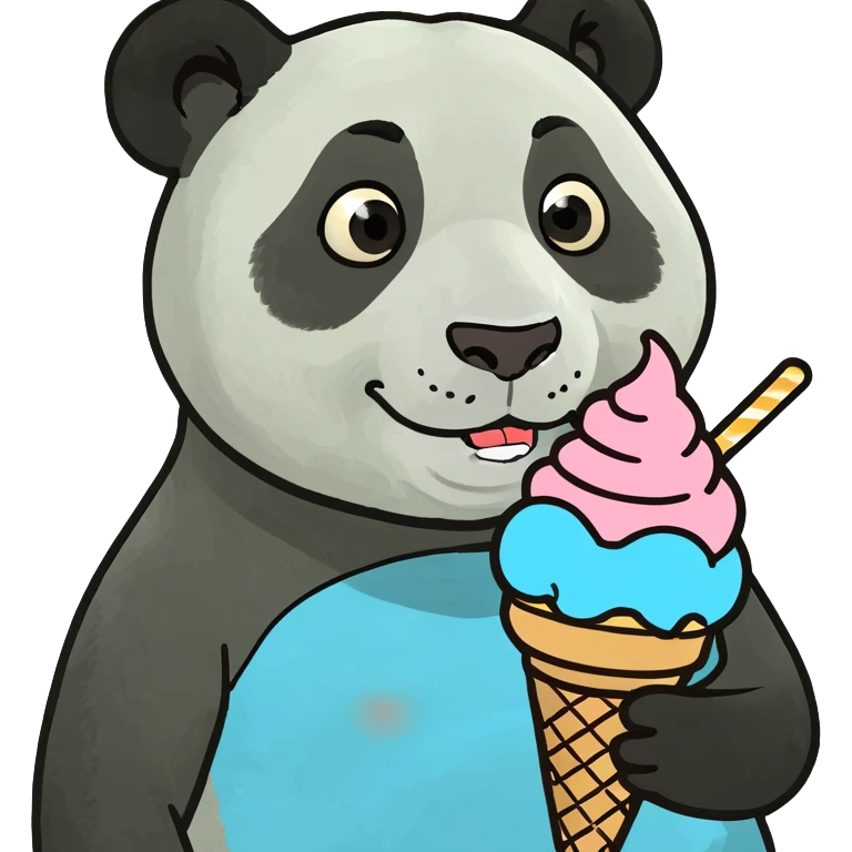 Panda eating ice cream emoji