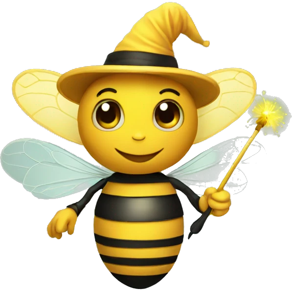 a magician bee with a magic wand emoji