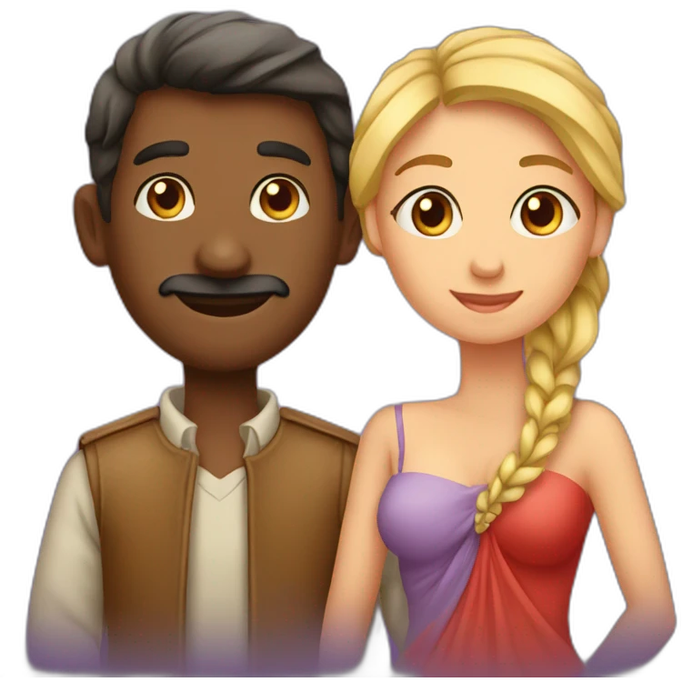 A love story between a man and a woman on different hemisphere emoji