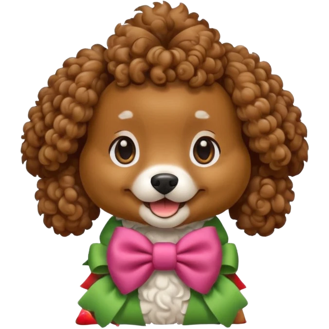 make a cute dog with curly hair with a bow emoji