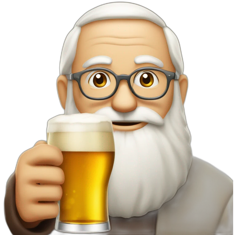 Père Noël qui offre un verre de bière à un enfant emoji