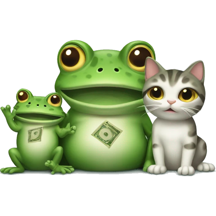 money frog and two cats emoji