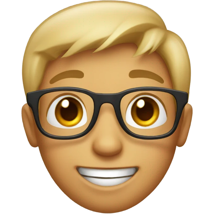 happy boy with glasses indoors emoji
