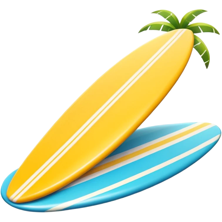 surfboard icon, tropical surfboard, glossy texture, bright colors, cute mobile game icon style, 3D cartoon, soft shadows, clean background, no text, no watermark emoji