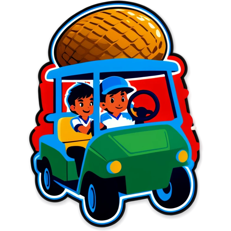 two drumks in a golf cart ￼ emoji