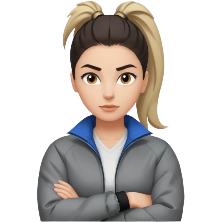 สีตาโทนเทาเท่ ๆ มีประกายคม

คิ้วได้รูป มองแล้วดูสตรอง

ผมหางม้าสูง / ผมสั้นสปอร์ต

เสื้อแจ็กเก็ต / ลุคสตรีทแฟชั่น

ท่าโพสกอดอก
ฟีล: Girl Boss, cool beauty, minimal but powerful emoji